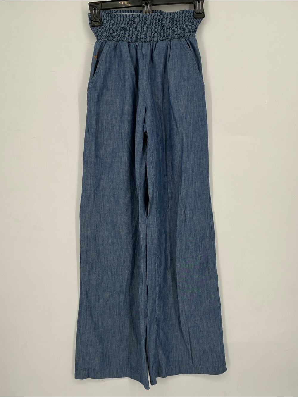 Birdwell Beach Britches Womens Small Wide Leg Pants Blue Stretch Waist Vacation - Picture 3 of 7